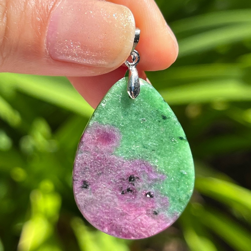 Sterling silver 925 stamped ruby zoisite pendant 0058 - Picture 7 of 7